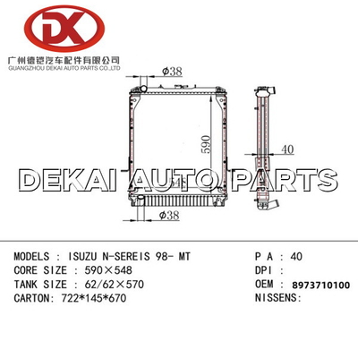 Camion automatique ISUZU NPR 4HG1 4HF1 du réservoir 8973710100 de radiateur de système de refroidissement